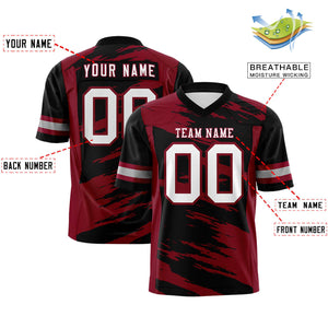 Custom Black Crimson Personalized Scratch Pattern Design Authentic Football Jersey