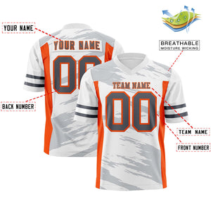 Custom White Gray Personalized Scratch Pattern Design Authentic Football Jersey