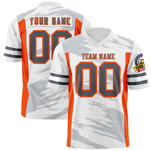 Custom White Gray Personalized Scratch Pattern Design Authentic Football Jersey