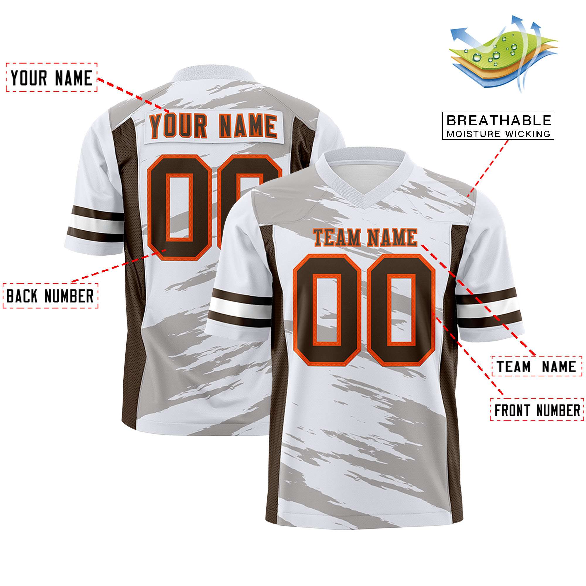 Custom White Gray Personalized Scratch Pattern Design Authentic Football Jersey