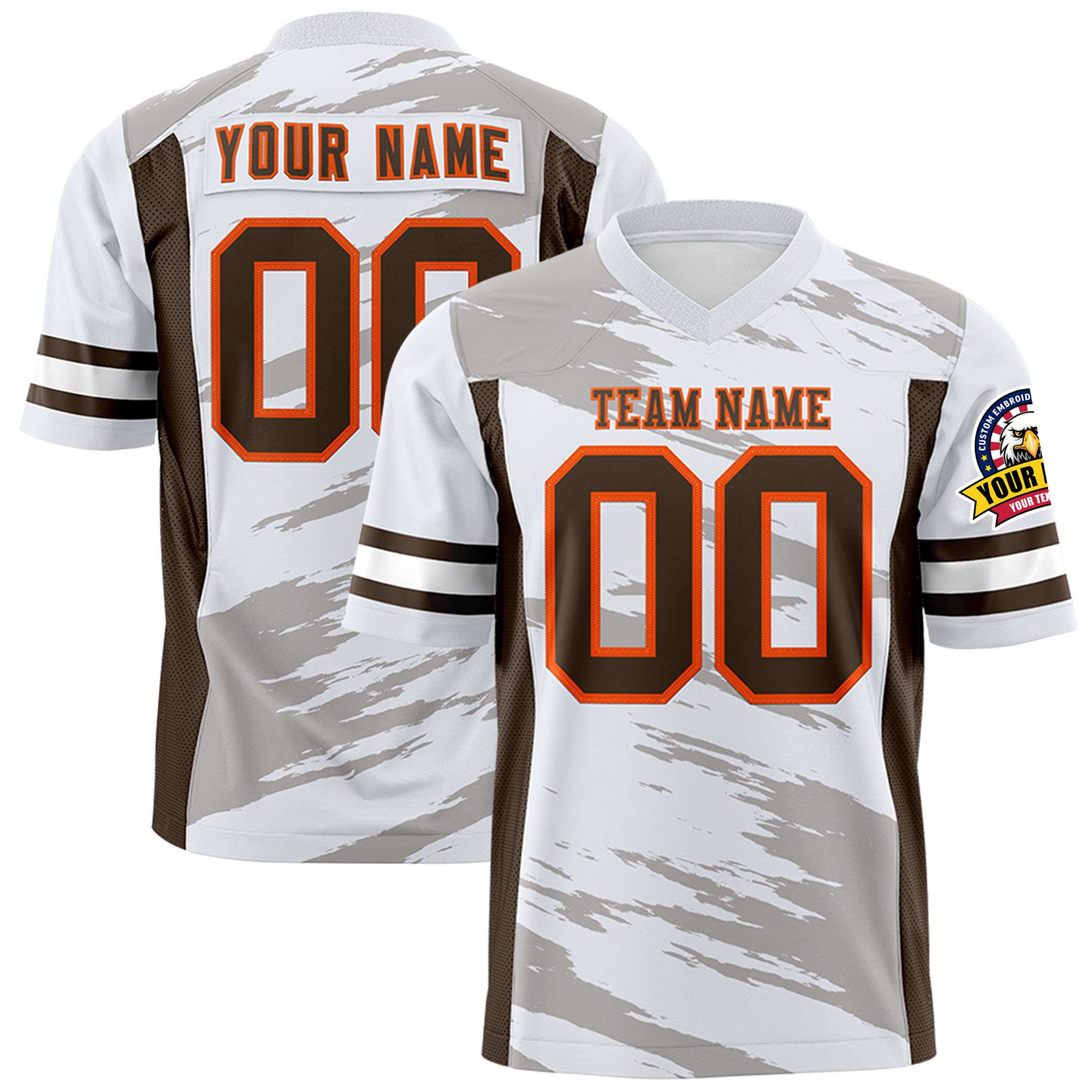 Custom White Gray Personalized Scratch Pattern Design Authentic Football Jersey