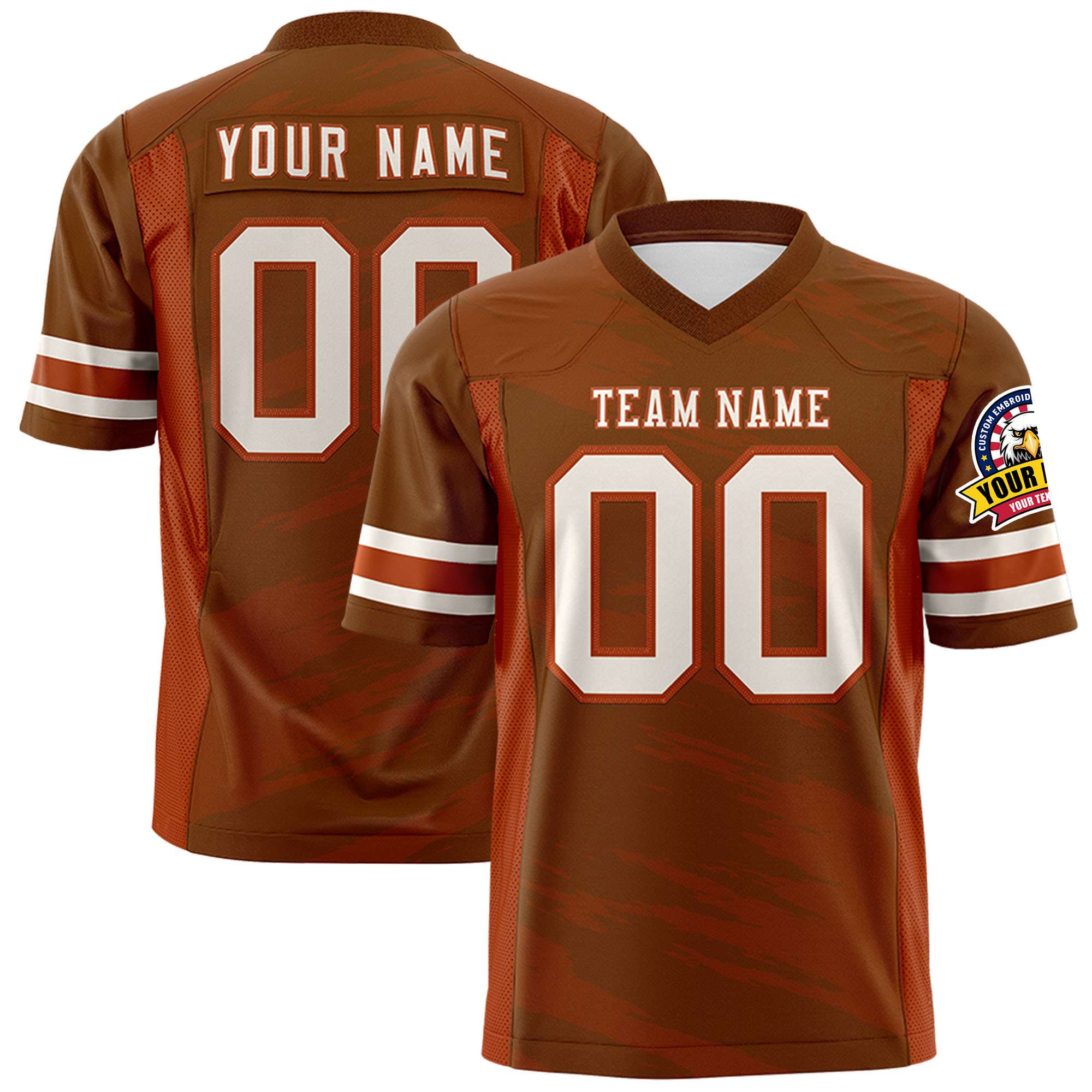 Custom Light Brown Texas Orange Personalized Scratch Pattern Design Authentic Football Jersey