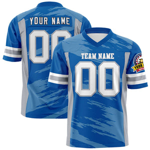 Custom Royal Light Blue Personalized Scratch Pattern Design Authentic Football Jersey