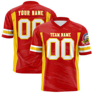 Custom Red Light Red Personalized Scratch Pattern Design Authentic Football Jersey