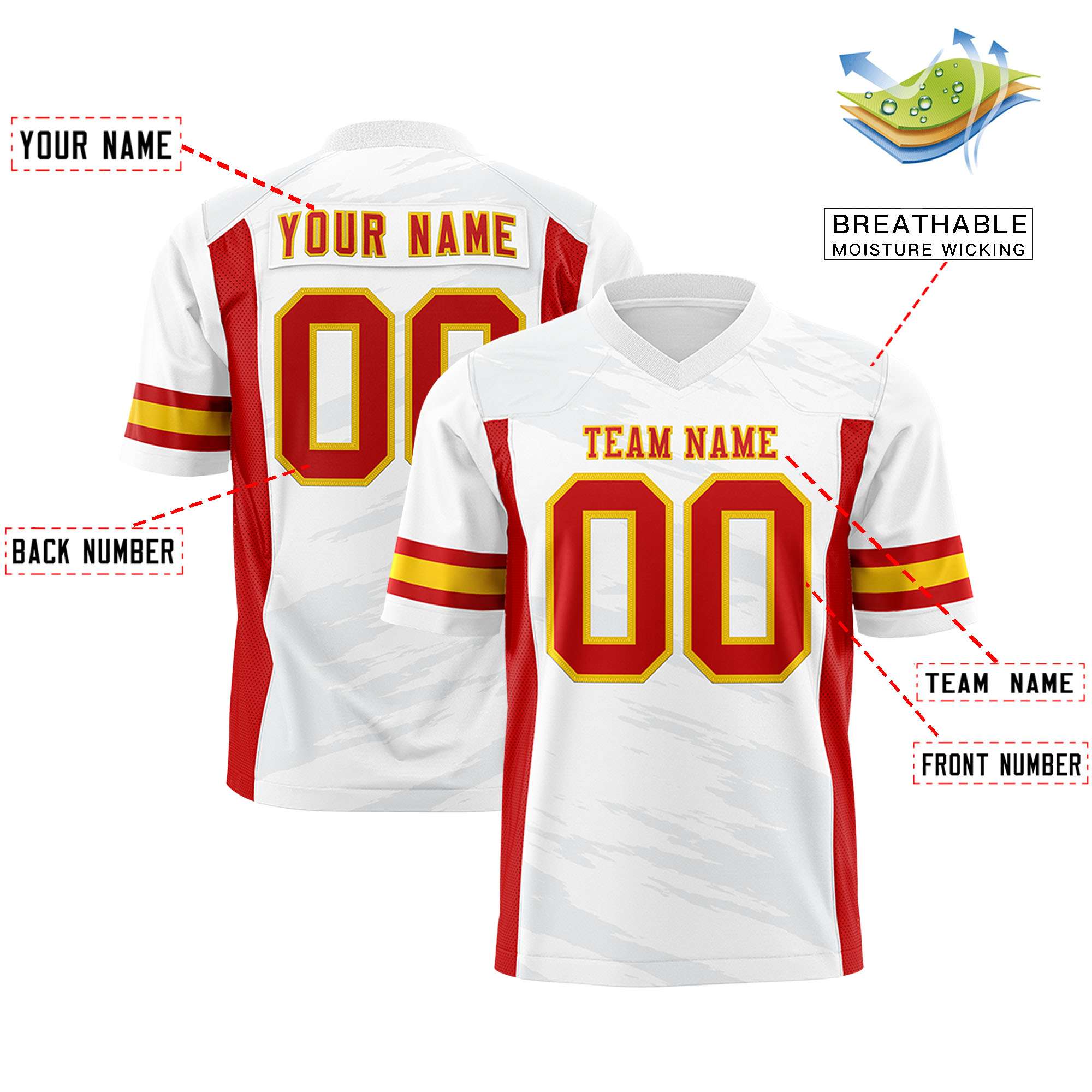 Custom White Light Gray Personalized Scratch Pattern Design Authentic Football Jersey