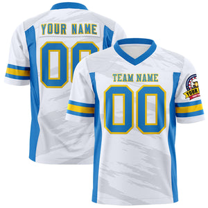 Custom White Gray Personalized Scratch Pattern Design Authentic Football Jersey