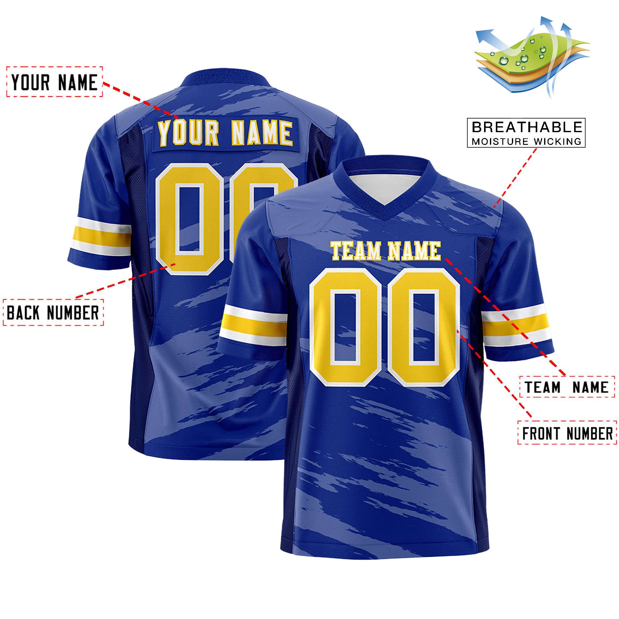 Custom Royal Gray Personalized Scratch Pattern Design Authentic Football Jersey