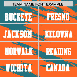 Custom Orange Aqua Personalized Scratch Pattern Design Authentic Football Jersey