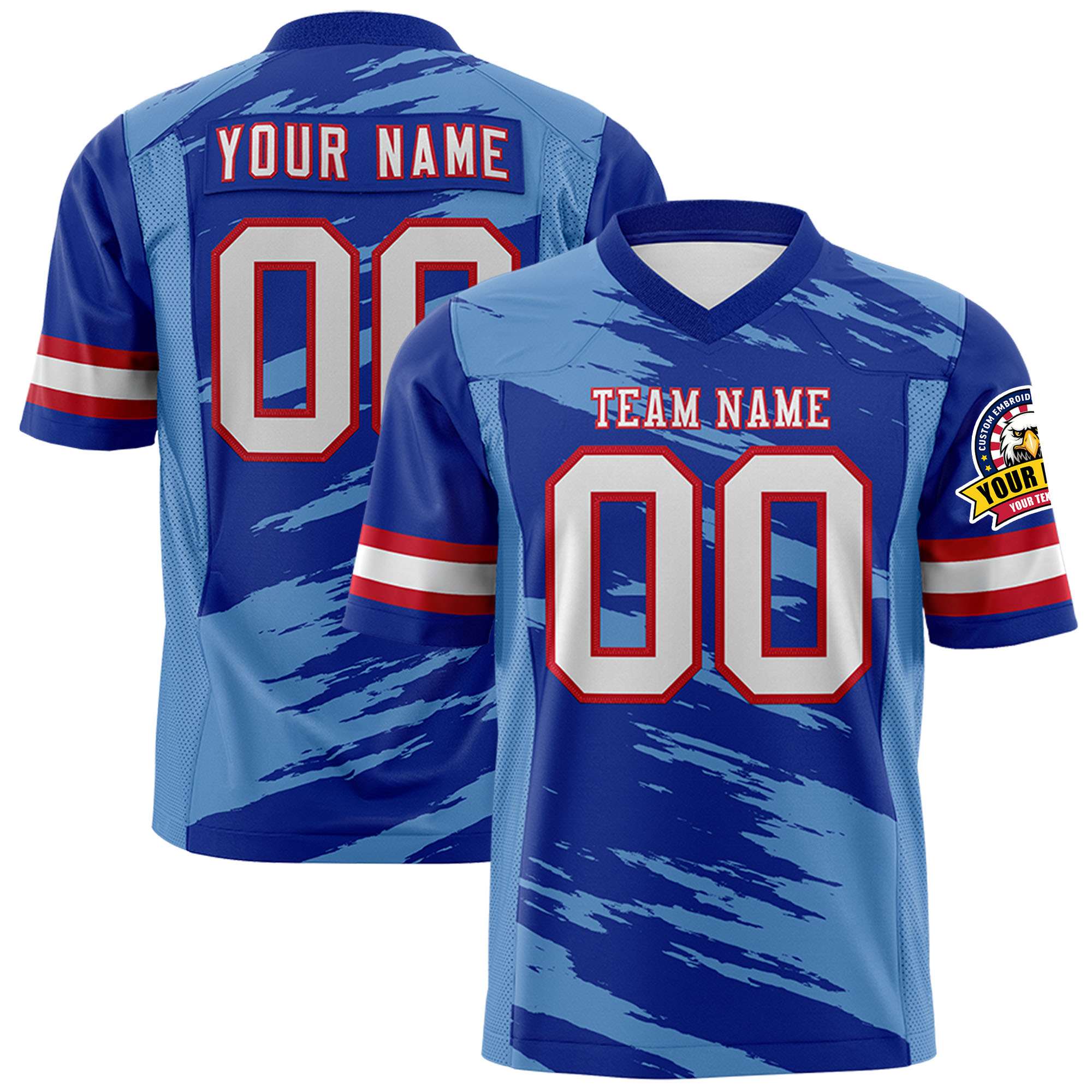 Custom Royal Light Blue Personalized Scratch Pattern Design Authentic Football Jersey