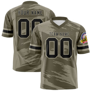 Custom Gray Green Cream Personalized Scratch Pattern Design Authentic Football Jersey