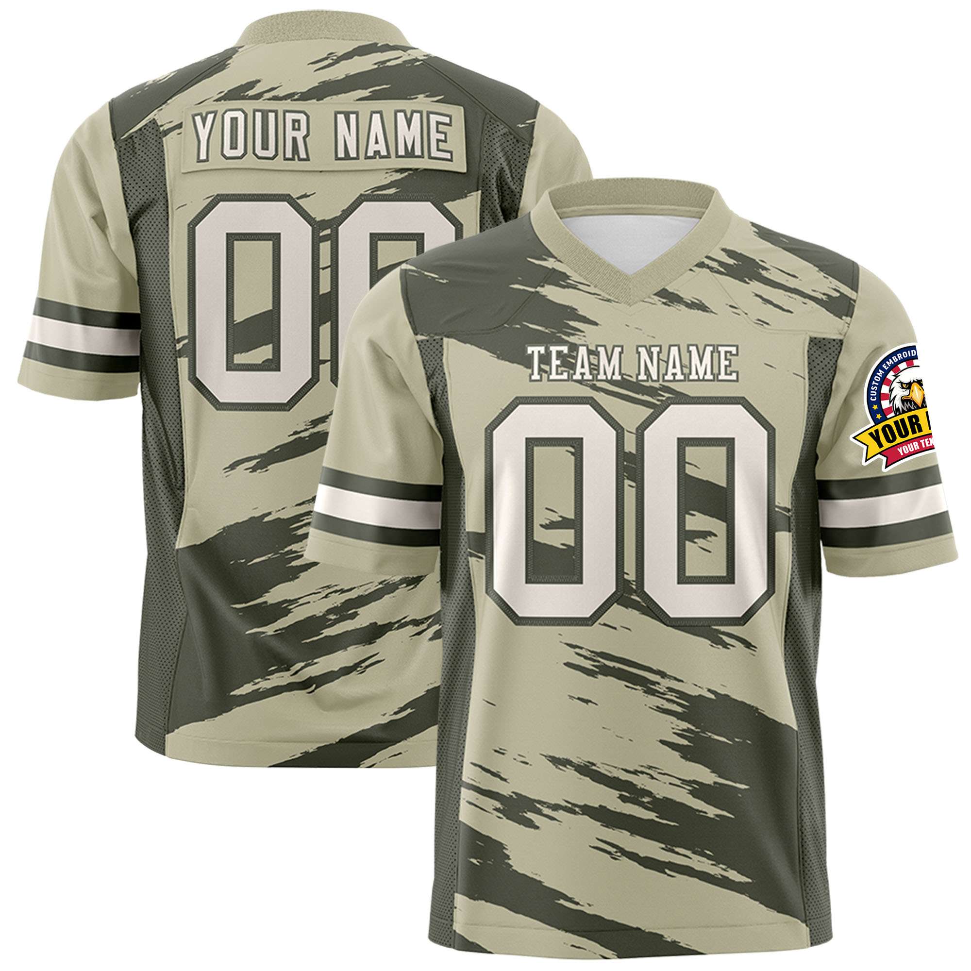 Custom Camel Olive Personalized Scratch Pattern Design Authentic Football Jersey