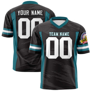 Custom Black Gray Personalized Scratch Pattern Design Authentic Football Jersey