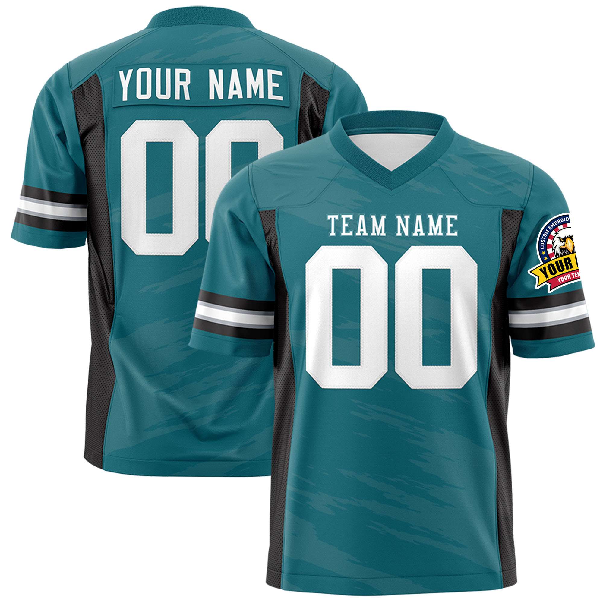 Custom Aqua Gray Personalized Scratch Pattern Design Authentic Football Jersey