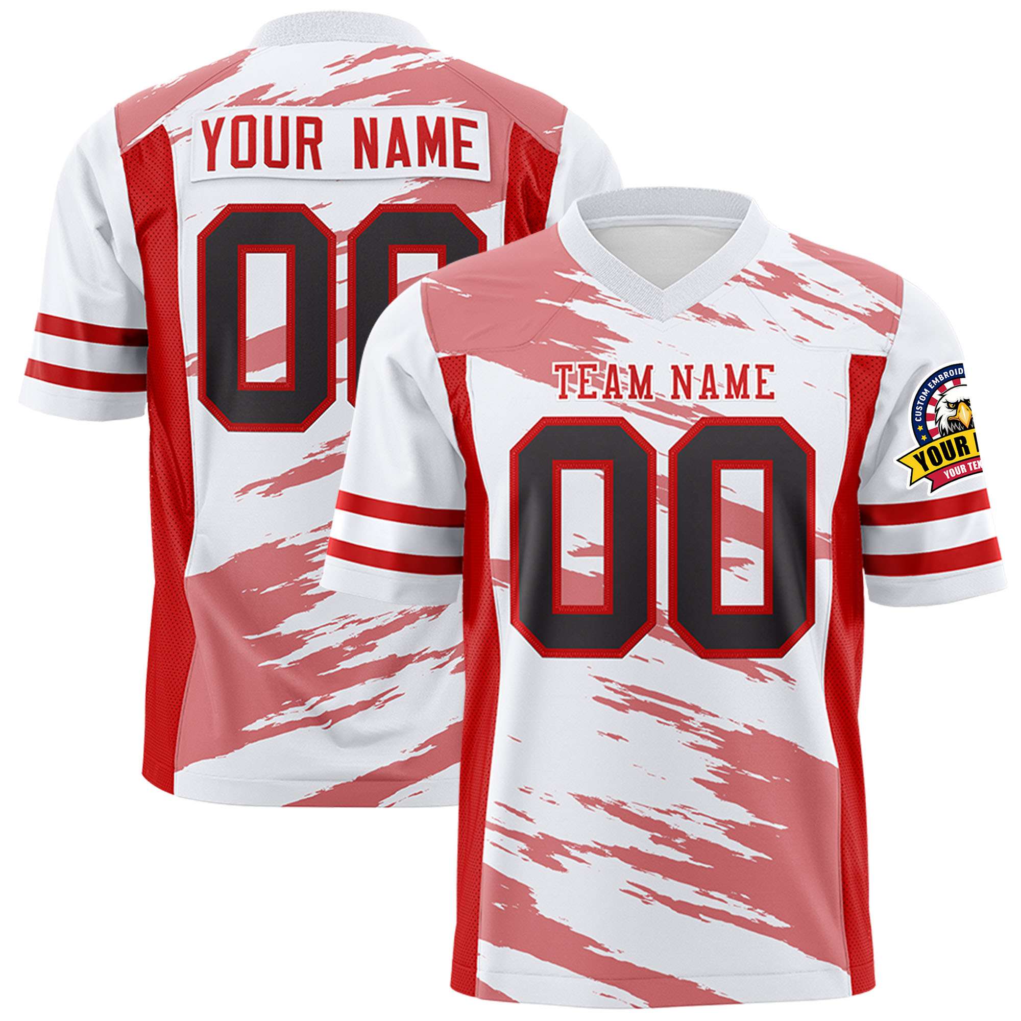 Custom White Light Red Personalized Scratch Pattern Design Authentic Football Jersey