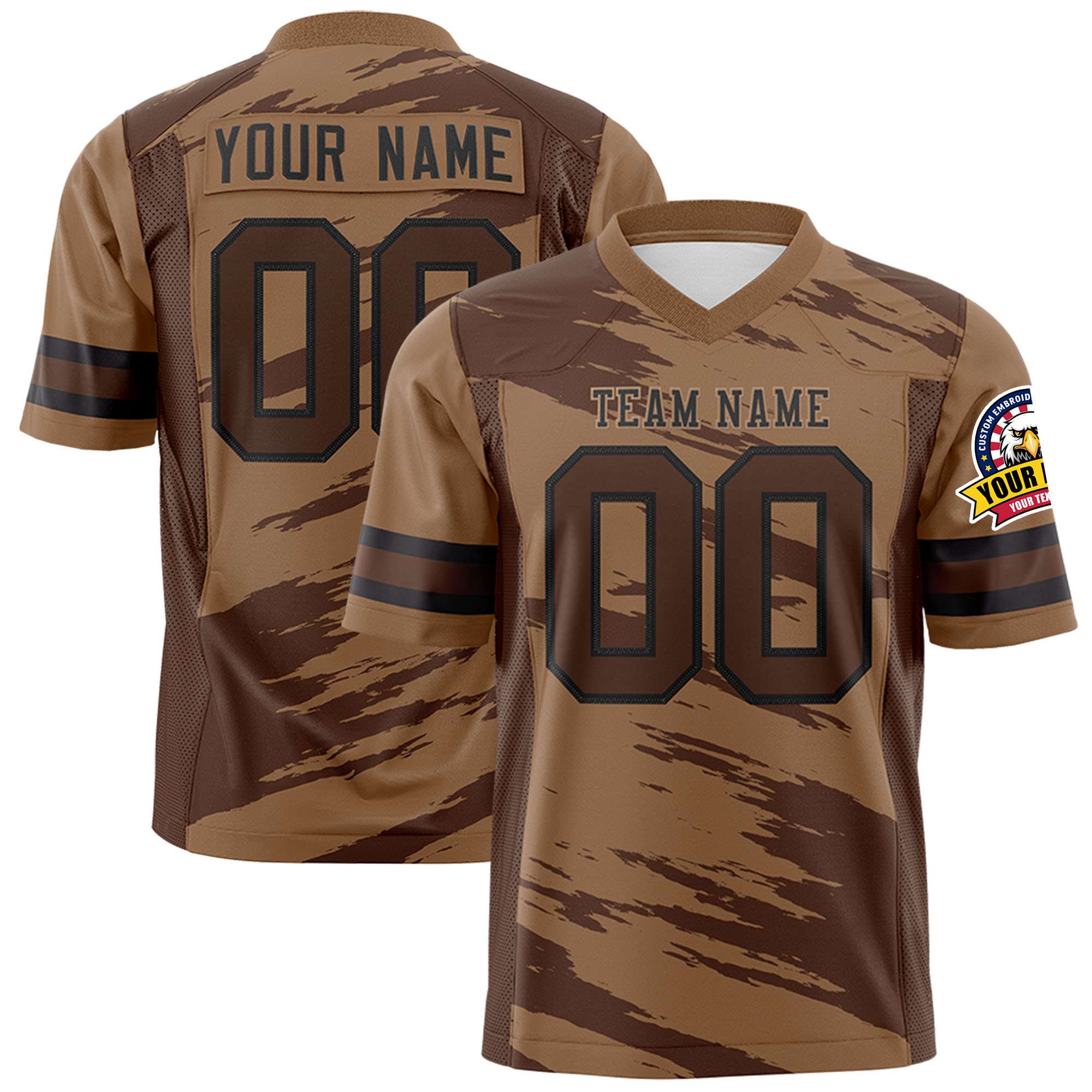 Custom Red Brown Brown Personalized Scratch Pattern Design Authentic Football Jersey