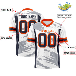 Custom White Gray Personalized Scratch Pattern Design Authentic Football Jersey