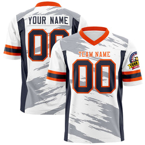 Custom White Gray Personalized Scratch Pattern Design Authentic Football Jersey