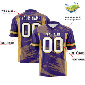 Custom Purple Khaki Personalized Scratch Pattern Design Authentic Football Jersey