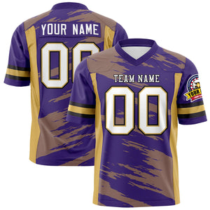 Custom Purple Khaki Personalized Scratch Pattern Design Authentic Football Jersey