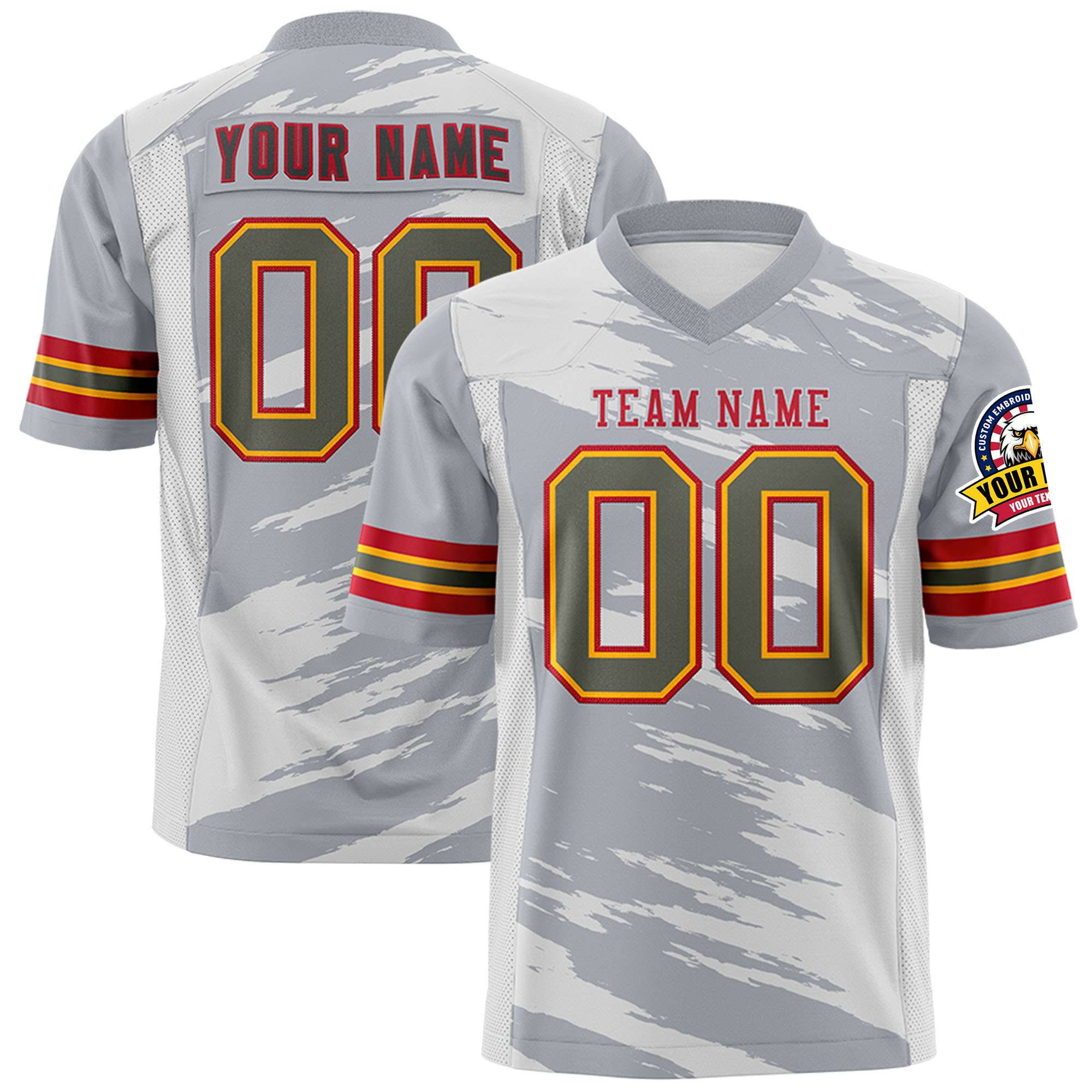 Custom Gray Light Gray Personalized Scratch Pattern Design Authentic Football Jersey