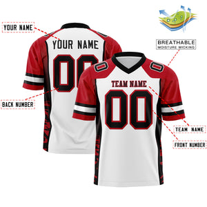 Custom White Red-Black Raglan Sleeves Personalized Side Pattern Authentic Football Jersey