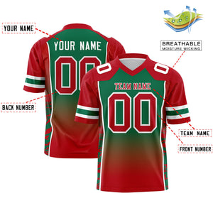 Custom Kelly Green Red Gradient Personalized Side Pattern Authentic Football Jersey