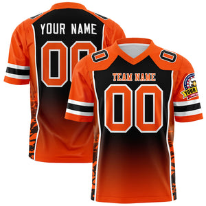 Custom Black Orange Gradient Personalized Side Pattern Authentic Football Jersey