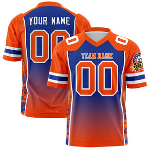 Custom Royal Orange Gradient Personalized Side Pattern Authentic Football Jersey