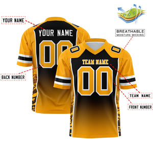 Custom Black Yellow Gradient Personalized Side Pattern Authentic Football Jersey