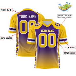 Custom Purple Gold Gradient Personalized Side Pattern Authentic Football Jersey