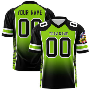 Custom Neon Green Black Gradient Personalized Side Pattern Authentic Football Jersey