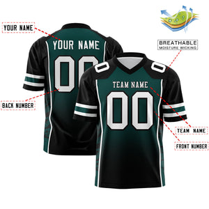 Custom Midnight Green Black Gradient Personalized Side Pattern Authentic Football Jersey