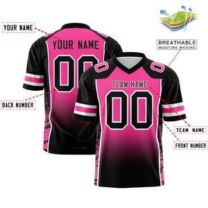 Custom Pink Black Gradient Personalized Side Pattern Authentic Football Jersey