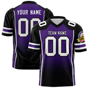 Custom Purple Black Gradient Personalized Side Pattern Authentic Football Jersey