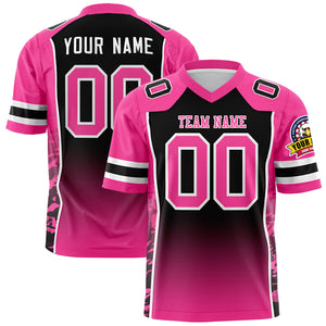 Custom Black Pink Gradient Personalized Side Pattern Authentic Football Jersey