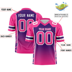 Custom Purple Pink Gradient Personalized Side Pattern Authentic Football Jersey