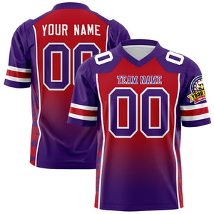 Custom Red Purple Gradient Personalized Side Pattern Authentic Football Jersey