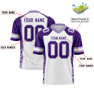 Custom White Purple-Light Purple Raglan Sleeves Personalized Side Pattern Authentic Football Jersey