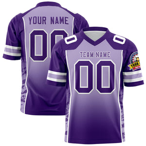 Custom Light Purple Purple Gradient Personalized Side Pattern Authentic Football Jersey