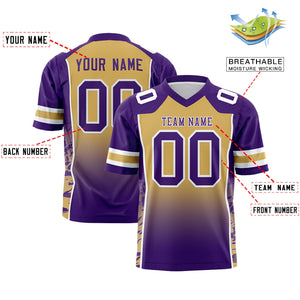 Custom Old Gold Purple Gradient Personalized Side Pattern Authentic Football Jersey