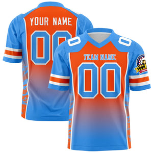 Custom Orange Powder Blue Gradient Personalized Side Pattern Authentic Football Jersey