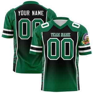 Custom Black Kelly Green Gradient Personalized Side Pattern Authentic Football Jersey