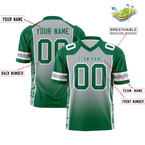 Custom Gray Kelly Green Gradient Personalized Side Pattern Authentic Football Jersey