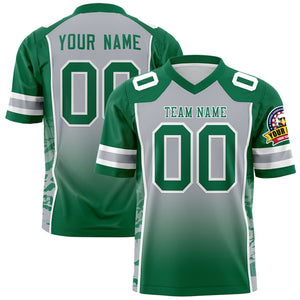 Custom Gray Kelly Green Gradient Personalized Side Pattern Authentic Football Jersey