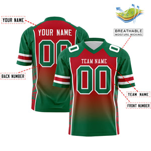 Custom Red Kelly Green Gradient Personalized Side Pattern Authentic Football Jersey