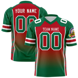 Custom Red Kelly Green Gradient Personalized Side Pattern Authentic Football Jersey