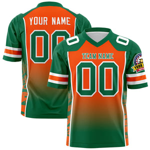 Custom Orange Kelly Green Gradient Personalized Side Pattern Authentic Football Jersey