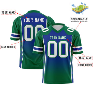 Custom Royal Kelly Green Gradient Personalized Side Pattern Authentic Football Jersey