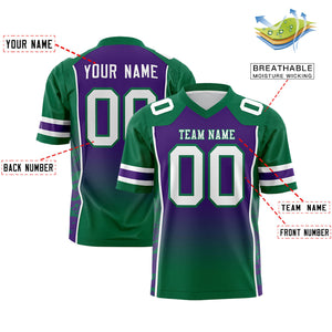 Custom Purple Kelly Green Gradient Personalized Side Pattern Authentic Football Jersey