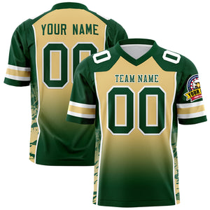 Custom Khaki Green Gradient Personalized Side Pattern Authentic Football Jersey